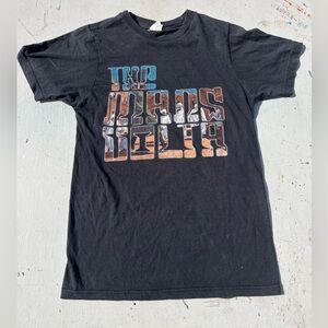 Men's Mars Volta T-Shirt Black Spell-Out S Psych Rock Amputechture Bedlam Jam TX